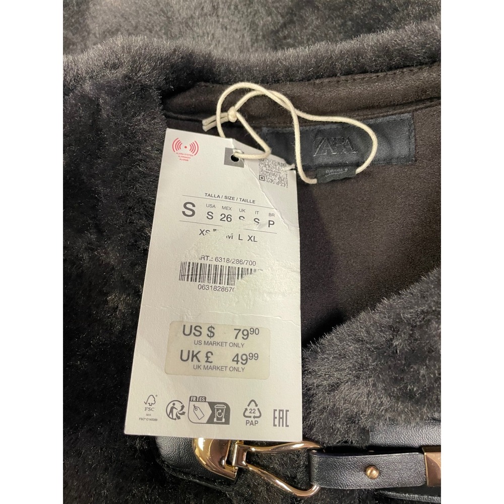 Zara Womens Double Faced Faux Fur Toggle Crop Jacket Brown Cozy Luxury Minimal S - Picture 16 of 16